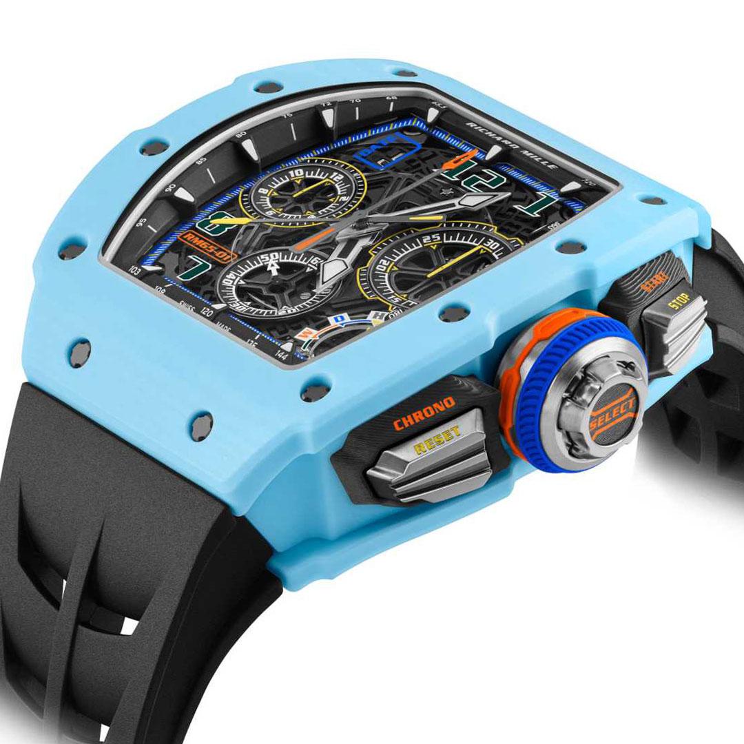 Richard Mille RM 65-01 Automatic Winding Split-seconds Chronograph Blue and Yellow blue side