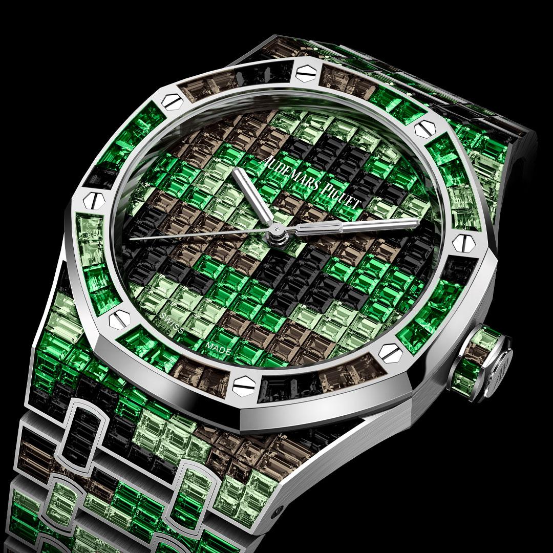 Audemars Piguet Royal Oak Selfwinding 41 mm Camouflage Gemset 15514BC.YY.1284BC.02 green side