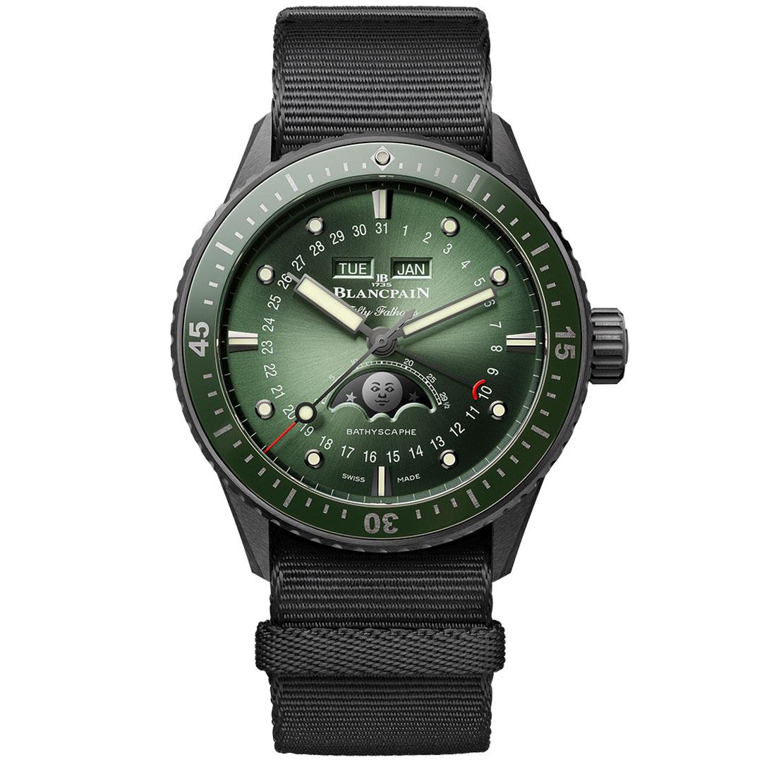 Blancpain Fifty Fathoms Bathyscaphe Quantième Complet Phases de Lune ref. 5054 0153 green