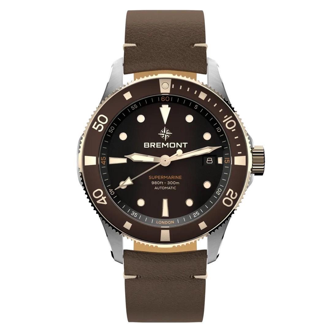 Bremont Supermarine 300M Date ref. SM40-DT-SS-BR-L-S brown leather