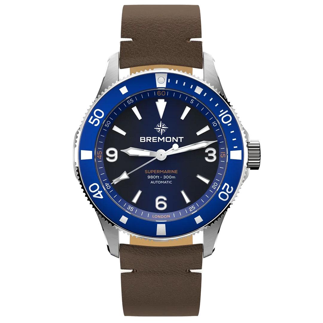 Bremont Supermarine 300M ref. SM40-ND-SS-BL-L-S blue leather