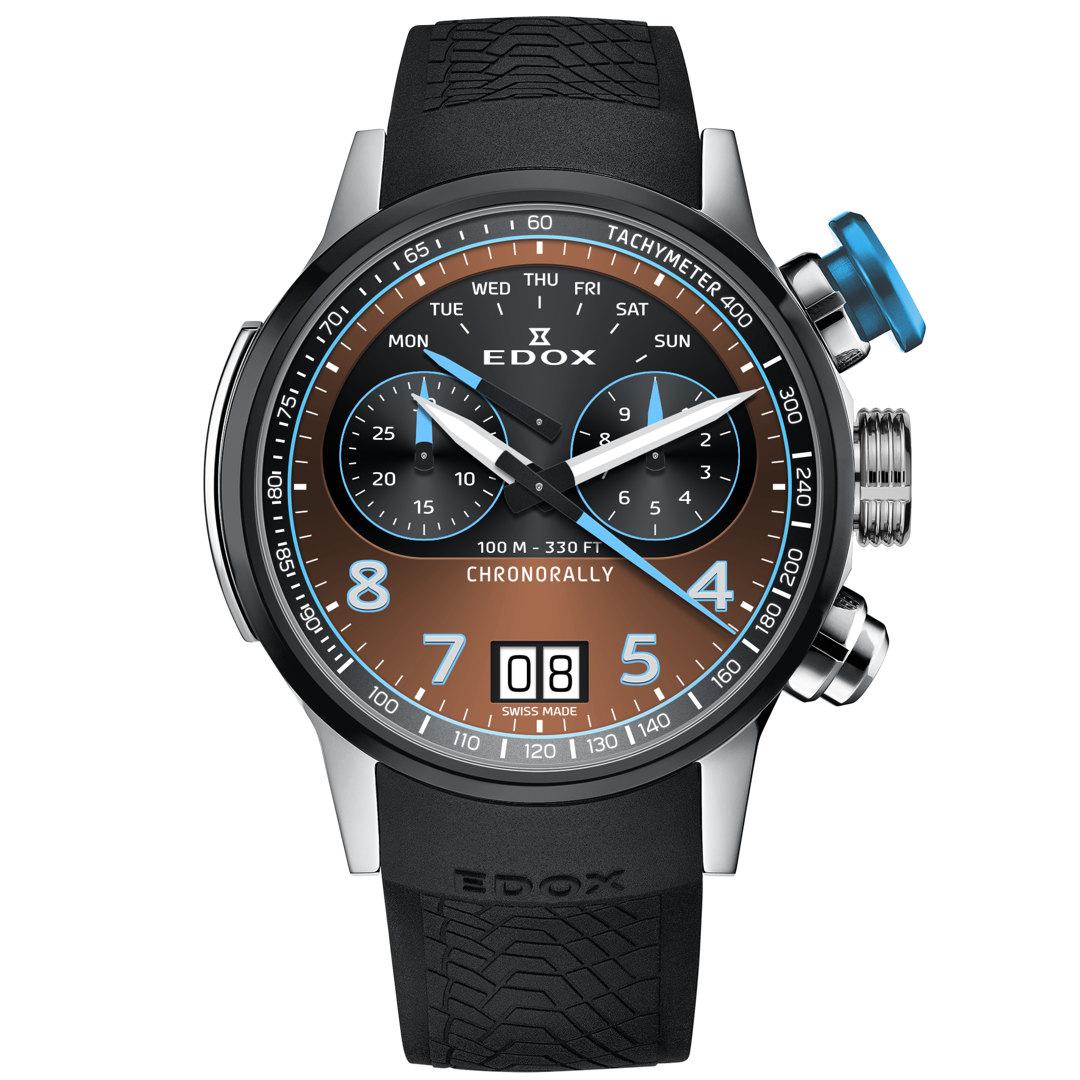 Edox Chronorally 45 (2024) ref. 38003-TINBU-BRNBU (brown / blue)