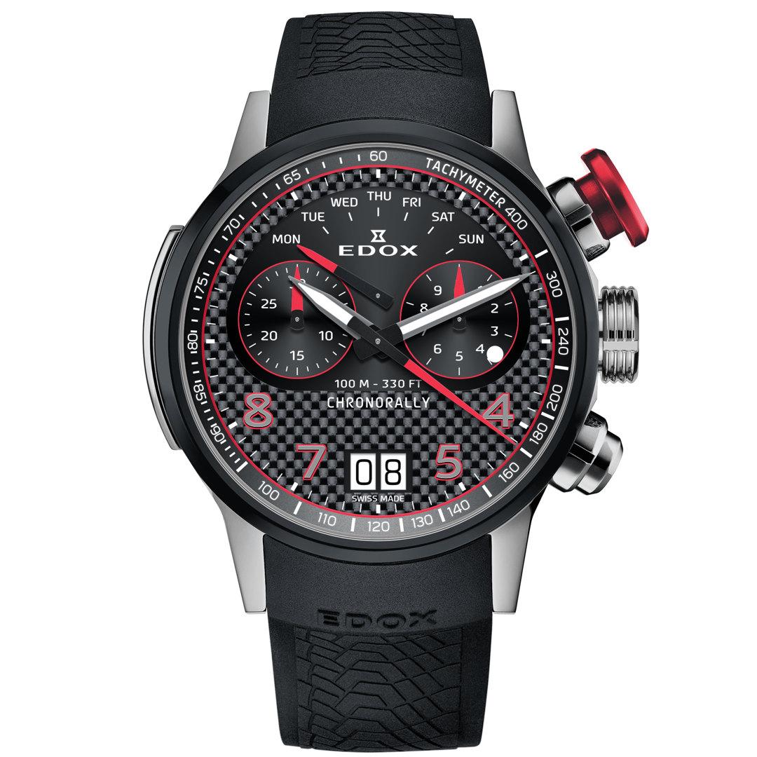 Edox Chronorally 45 (2024) ref. 38003-TINRO-CARO (black / red)