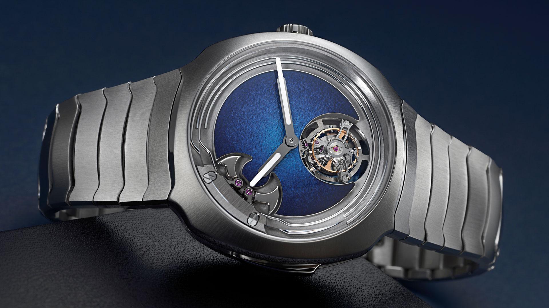 H. Moser & Cie. Streamliner Concept Minute Repeater Tourbillon Blue Enamel ref. 6905-1200 side