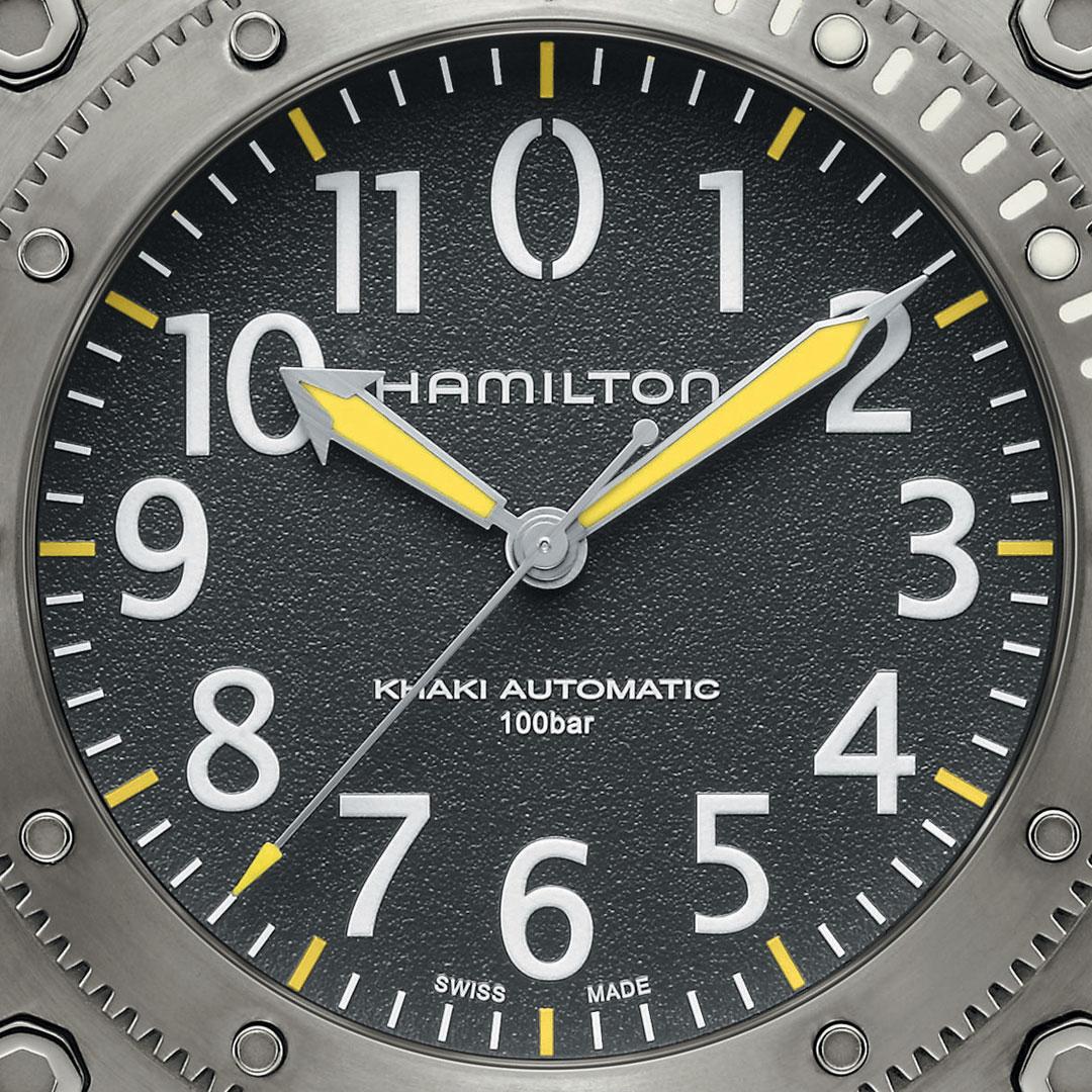 Hamilton Khaki Navy BelowZero Titanium Yellow ref. H78535380 dial