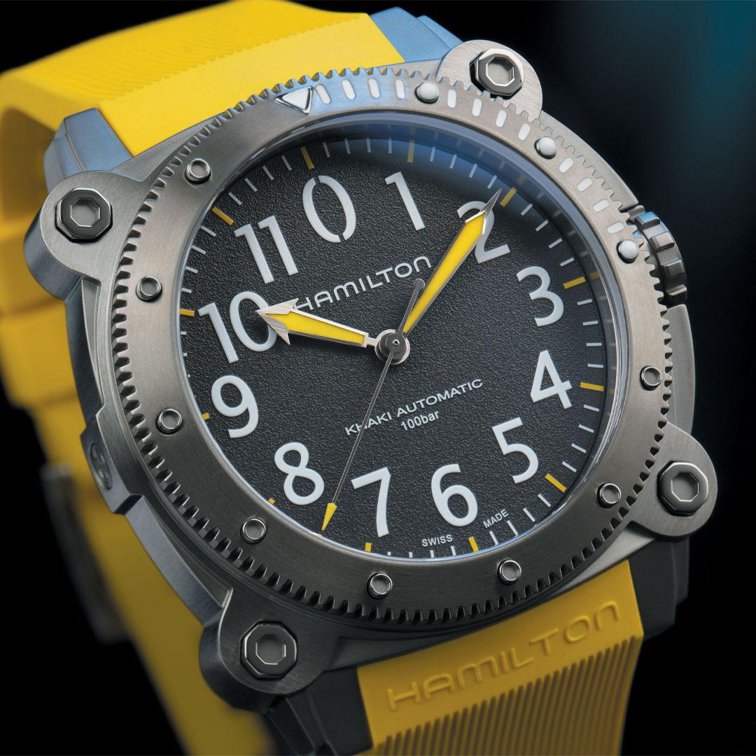 Hamilton Khaki Navy BelowZero Titanium Yellow ref. H78535380 side