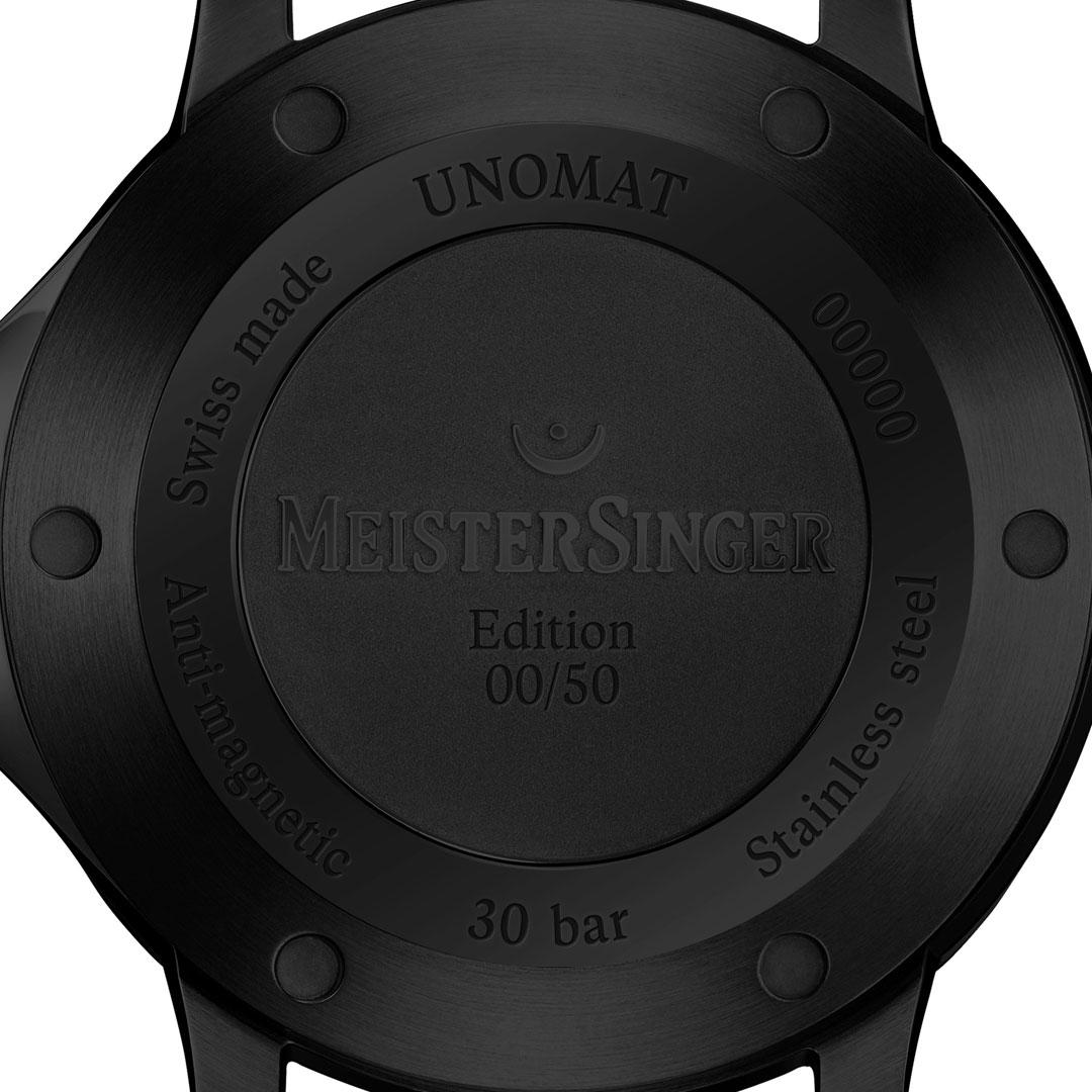 Meistersinger Unomat Black with blue or orange back