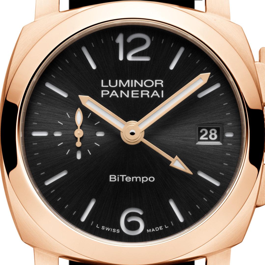 Panerai Luminor Quaranta BiTempo Goldtech ref. PAM01641 dial