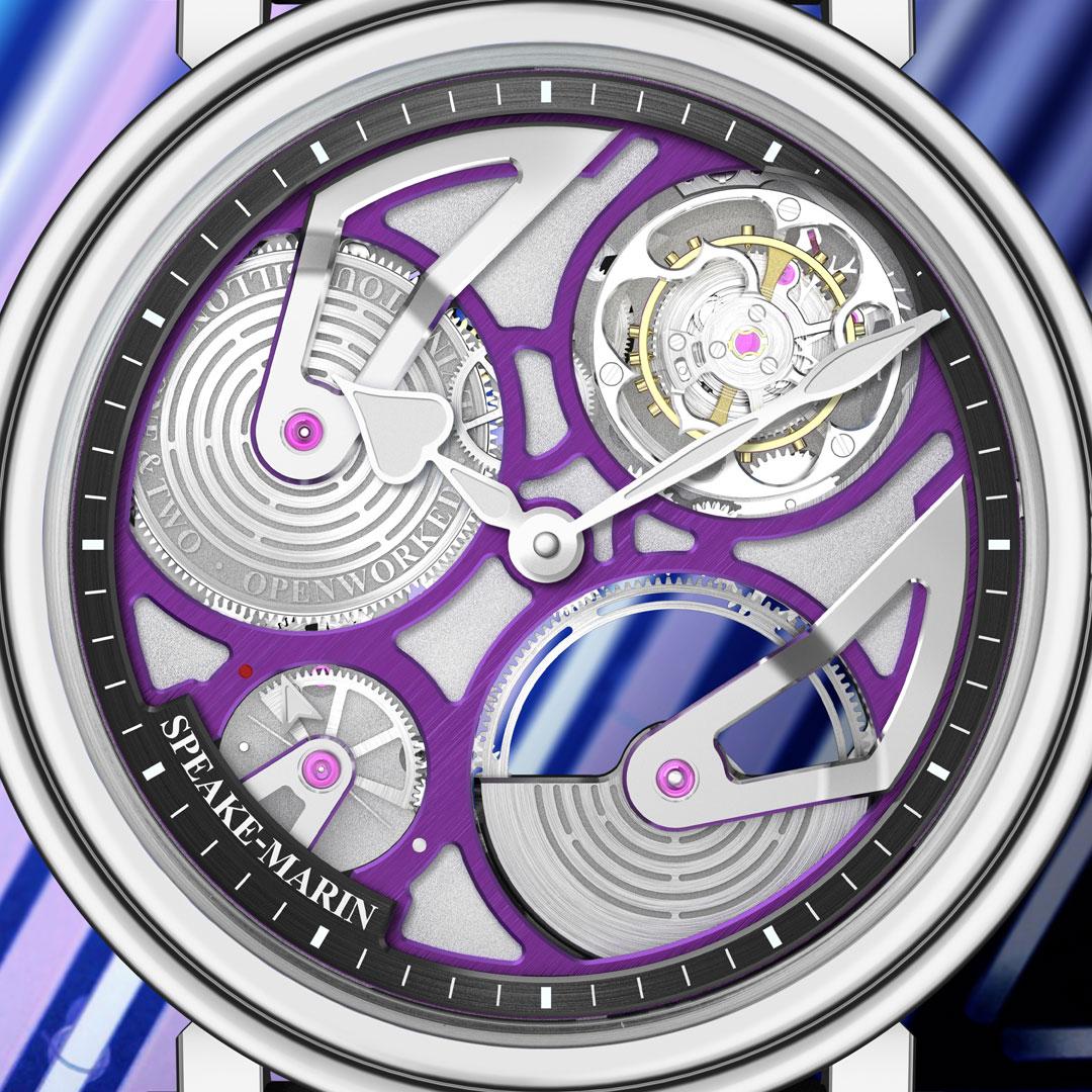 Speake Marin Openworked Tourbillon Ultra Violet ref. 423811040 and 424211040 dial