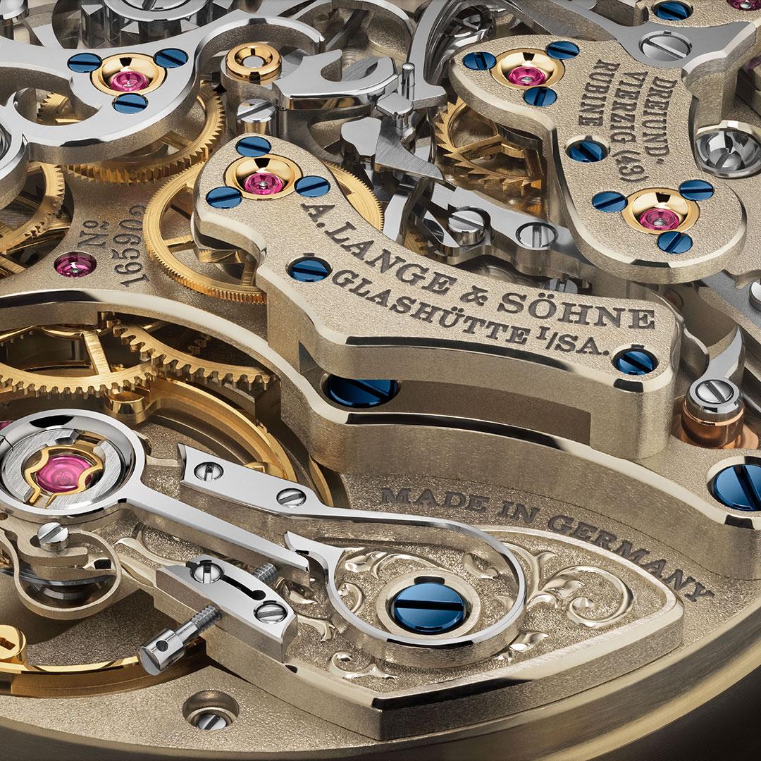 A. Lange & Sohne Datograph Handwerkskunst ref. 405.048F caliber L951.8 detail