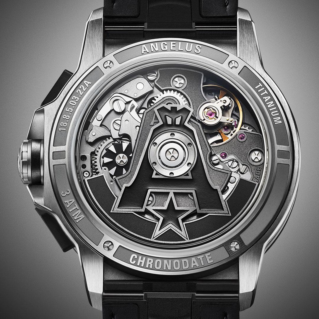 Angelus Chronodate Titanium Magnetic Silver Edition back