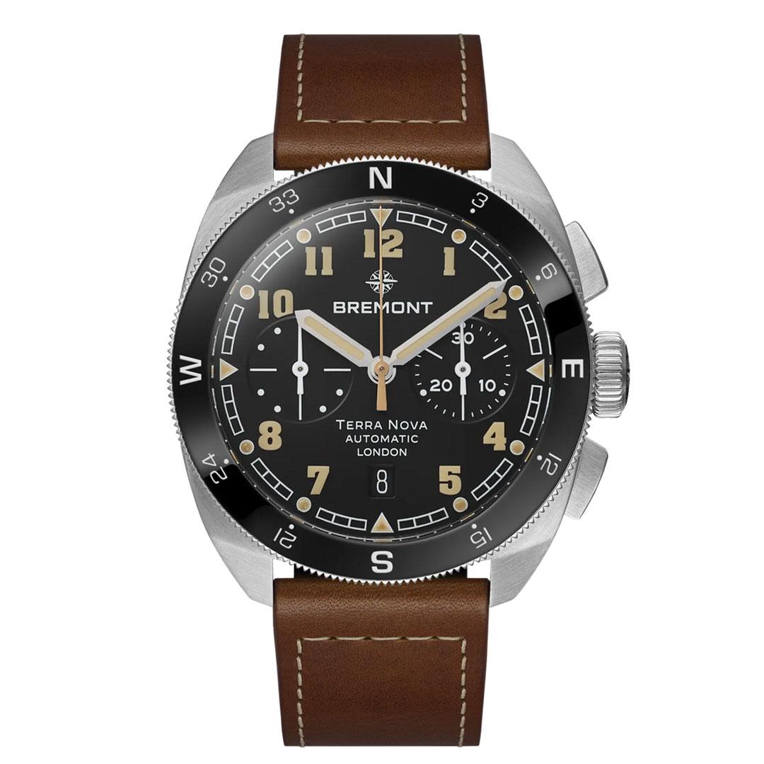 Bremont Terra Nova 42.5 Chronograph ref. TN42-CHR-SS-BK-L-S (leather)