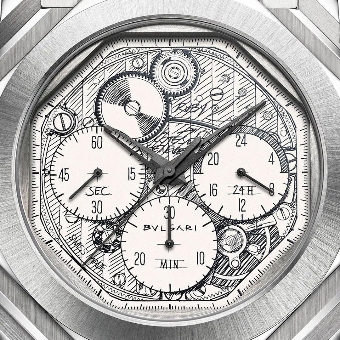 Bvlgari Octo Finissimo Chronograph GMT Sketch ref. 104192 dial