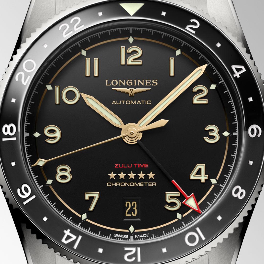 Longines Spirit Zulu Time Titanium ref. L3.802.1.53.6 dial