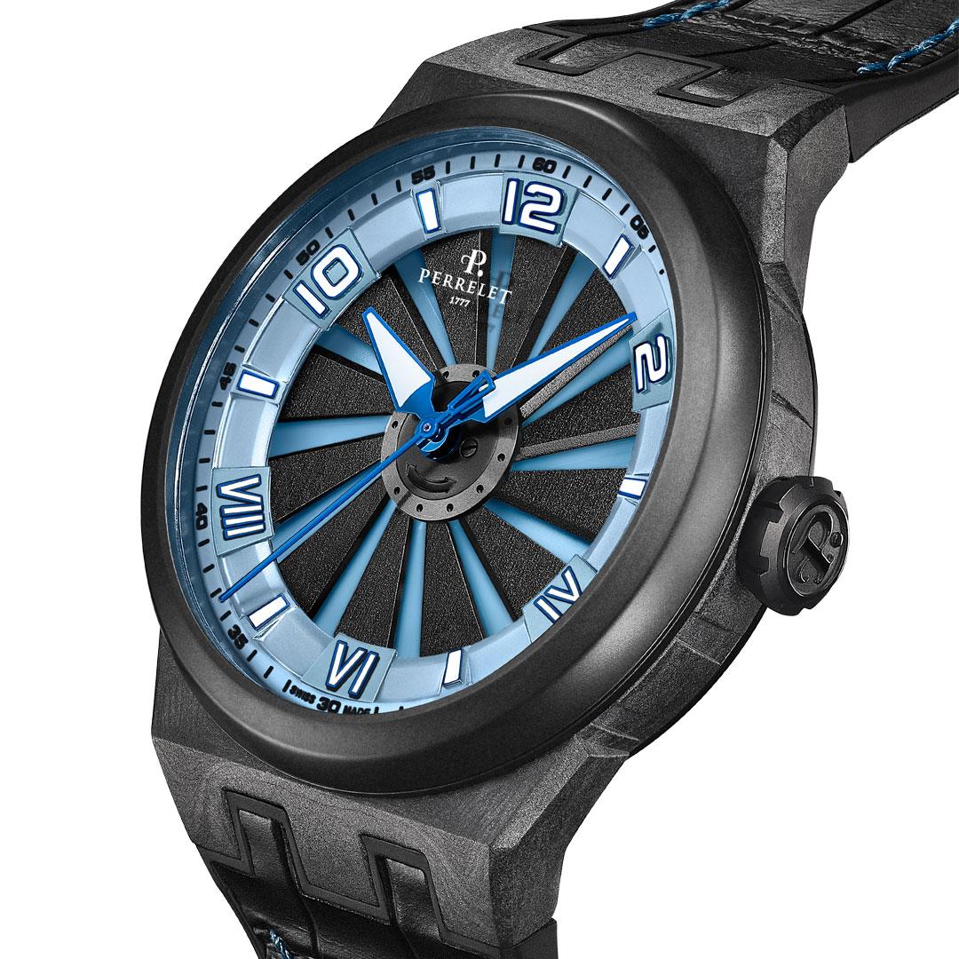 Perrelet Turbine Ice Blue Carbon ref. A4065/5 44 mm side