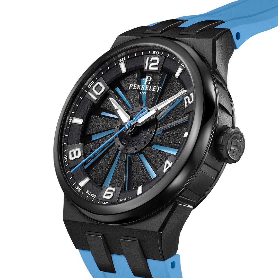 Perrelet Turbine Ice Blue Titanium ref. A4067/7 41 mm side