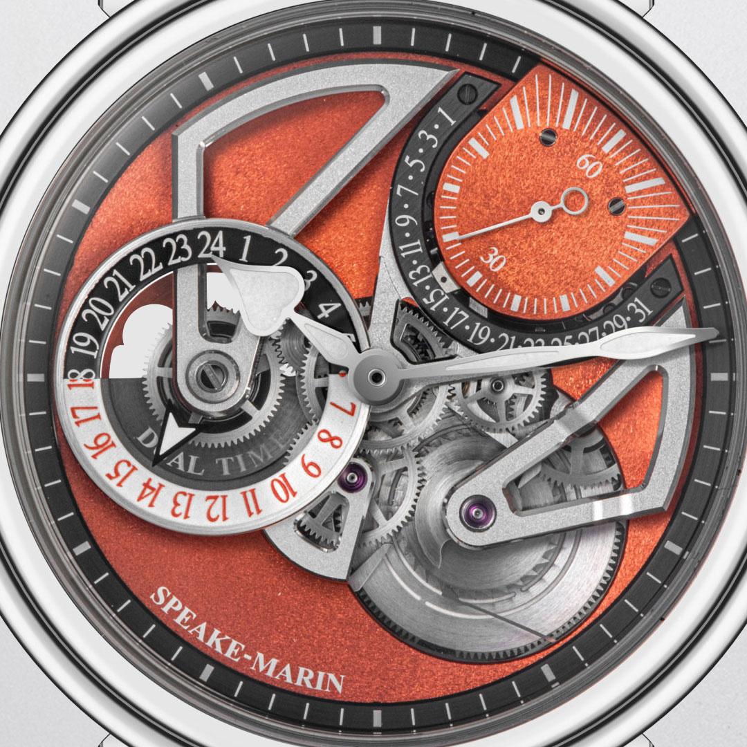 Speake Marin Openworked Dual Time Terracotta dial