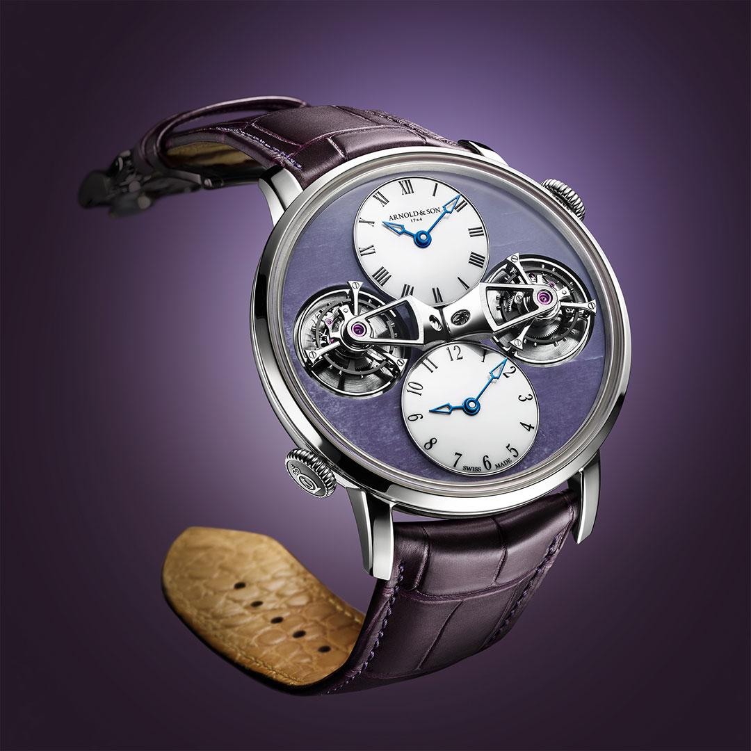 Arnold & Son Double Tourbillon White Gold Charoite Edition ref. 1DTAW.Z06A.C289W side