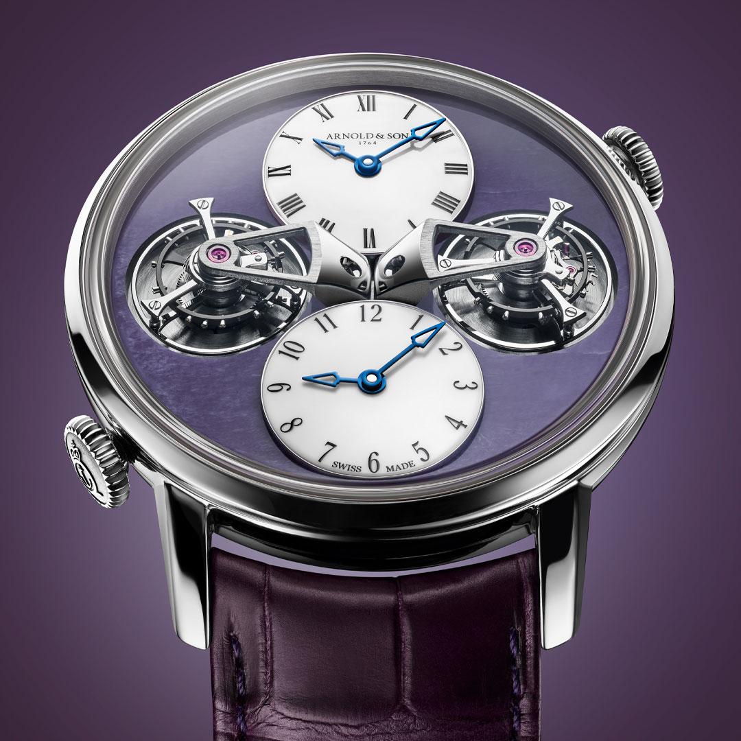 Arnold & Son Double Tourbillon White Gold Charoite Edition ref. 1DTAW.Z06A.C289W top