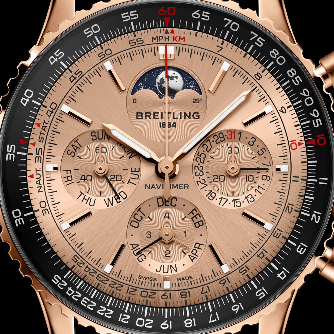 Breitling Navitimer B19 Chronograph 43 Perpetual Calendar 140th Anniversary ref. RB19101A1H1P1 dial