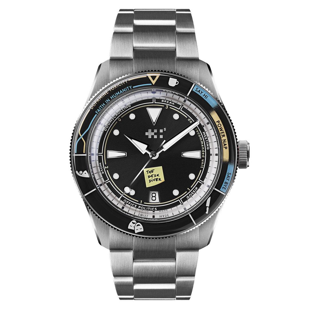 Christopher Ward C65 Desk Diver ref. C65-41ADA2-DDK-B0 steel bracelet