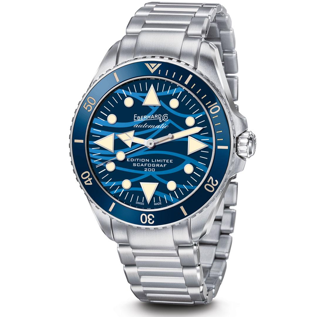 Eberhard & Co. Scafograf 200 Onde Bleue ref. 41046 steel bracelet