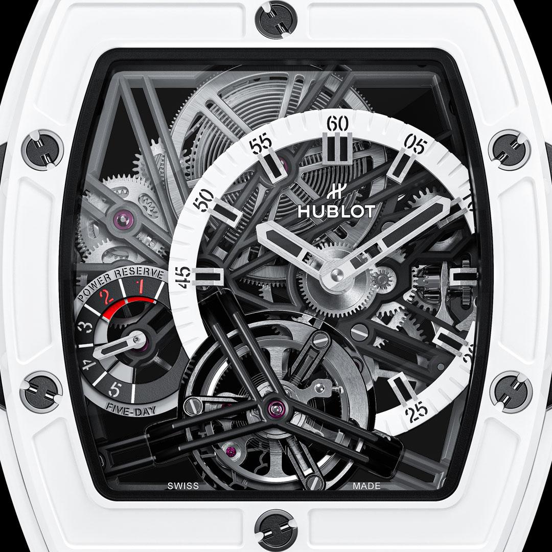 Hublot Spirit of Big Bang Tourbillon White Ceramic ref. 645.HX.2010.RW.HCH24 dial