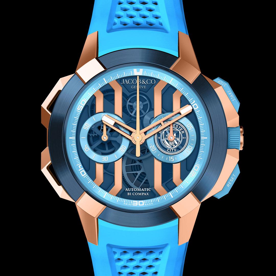 Jacob & Co. Epic X Chrono 44 Edition Manchester City ref. EC430.43.AI.AA.ABRUA (gold/ceramic)