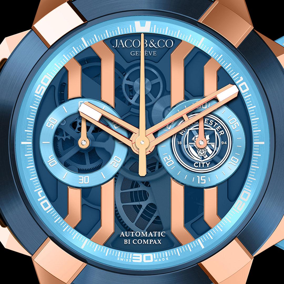 Jacob & Co. Epic X Chrono 44 Edition Manchester City ref. EC430.43 dial