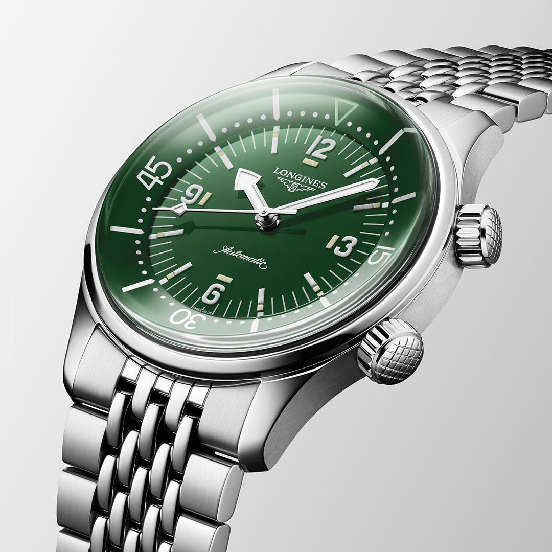 Longines Legends Diver ref. L3.764.4.06.6 (green) side