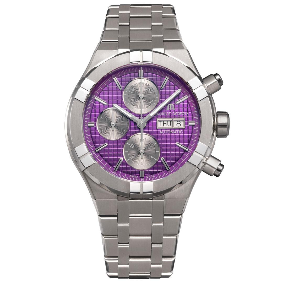 Maurice Lacroix Aikon Automatic Chronograph 44 mm Titanium ref. AI6038-TT032-430-1 purple