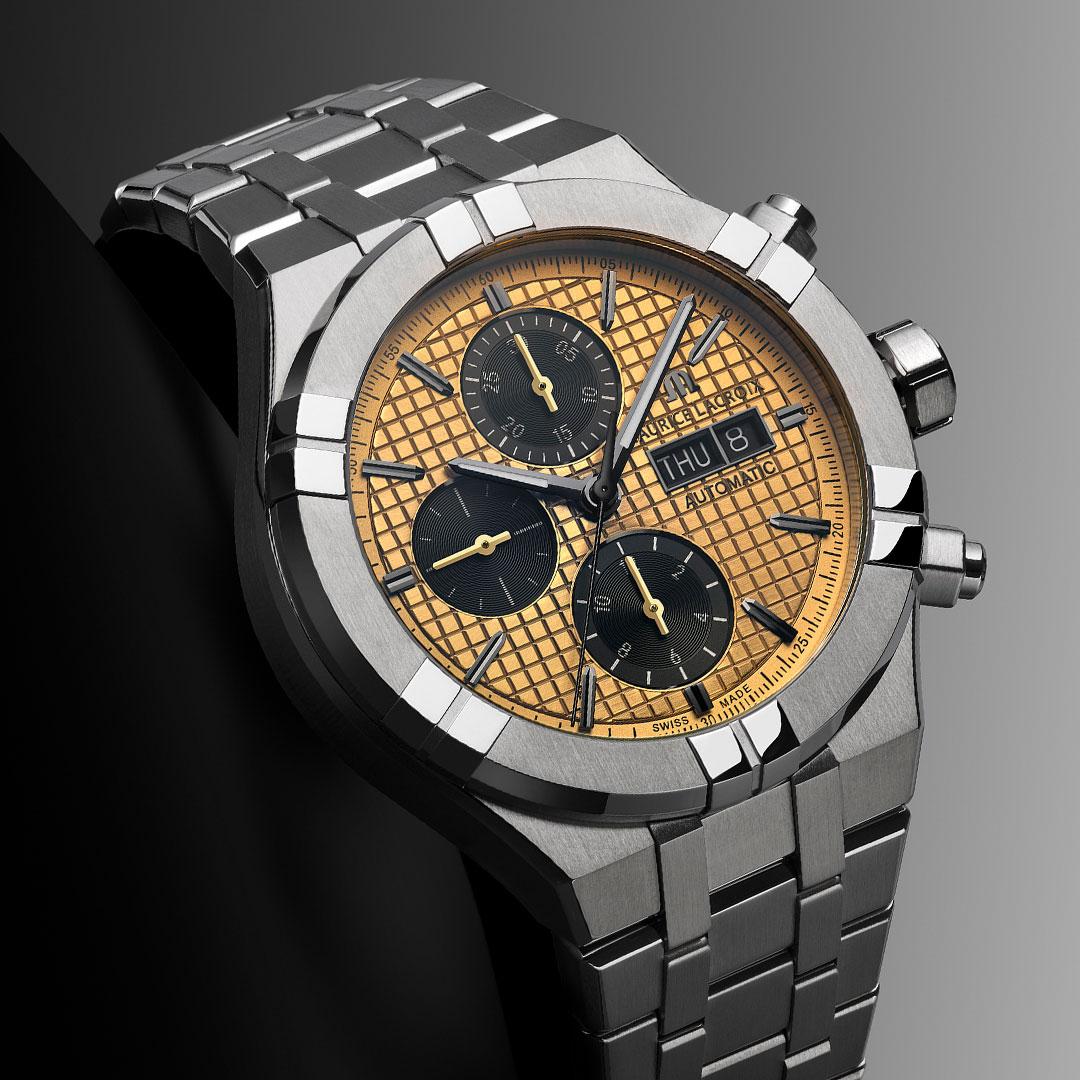 Maurice Lacroix Aikon Automatic Chronograph 44 mm Titanium ref. AI6038-TT032-530-1 gold side