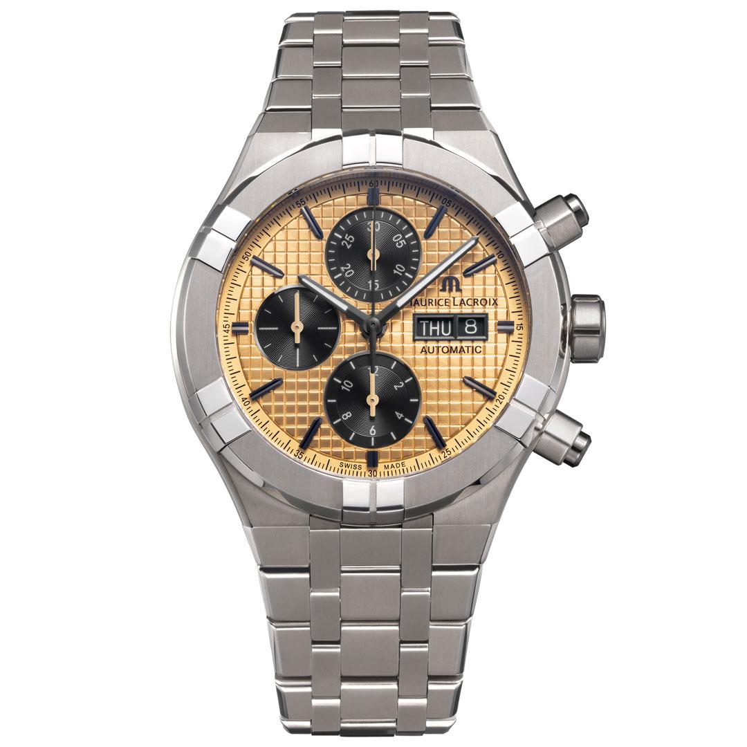 Maurice Lacroix Aikon Automatic Chronograph 44 mm Titanium ref. AI6038-TT032-530-1 gold