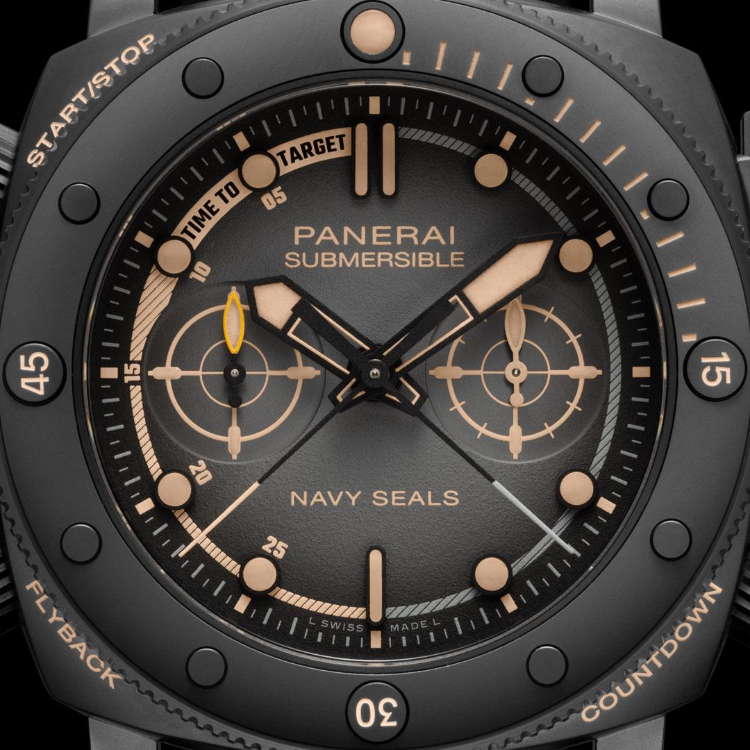 Panerai Submersible Chrono Navy SEALs Titanio ref. PAM01521 dial