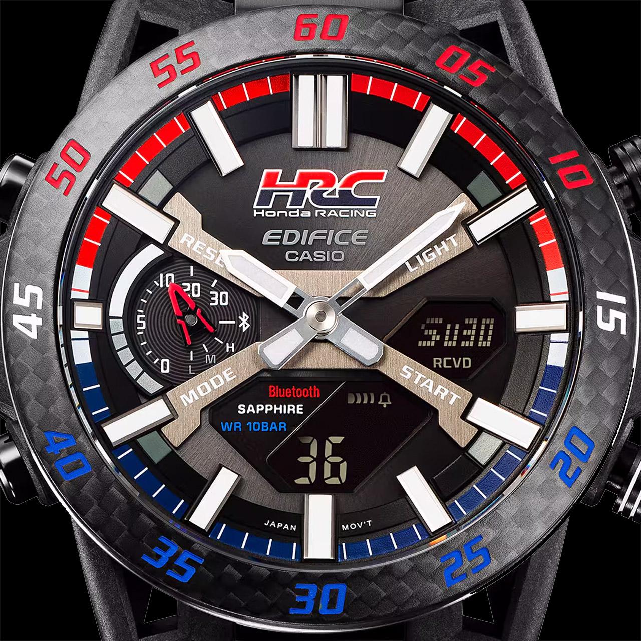 Casio Edifice Sospensione Honda Racing Corporation (HRC Edition) 2024 ref. ECB-2000HR-1A dial