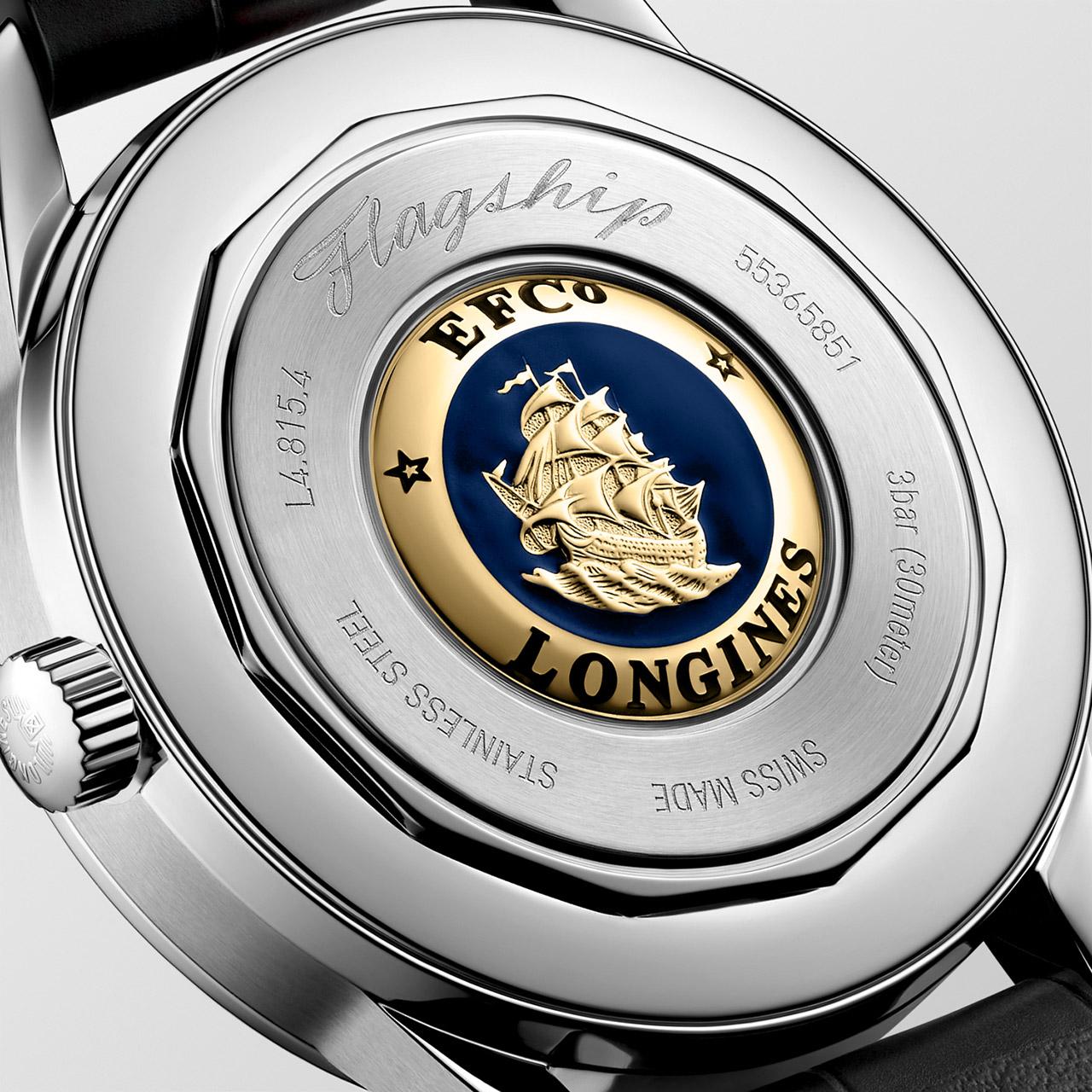 Longines Flagship Heritage Moon Phase in green, anthracite and Havana beige ref. L4.815.4 back