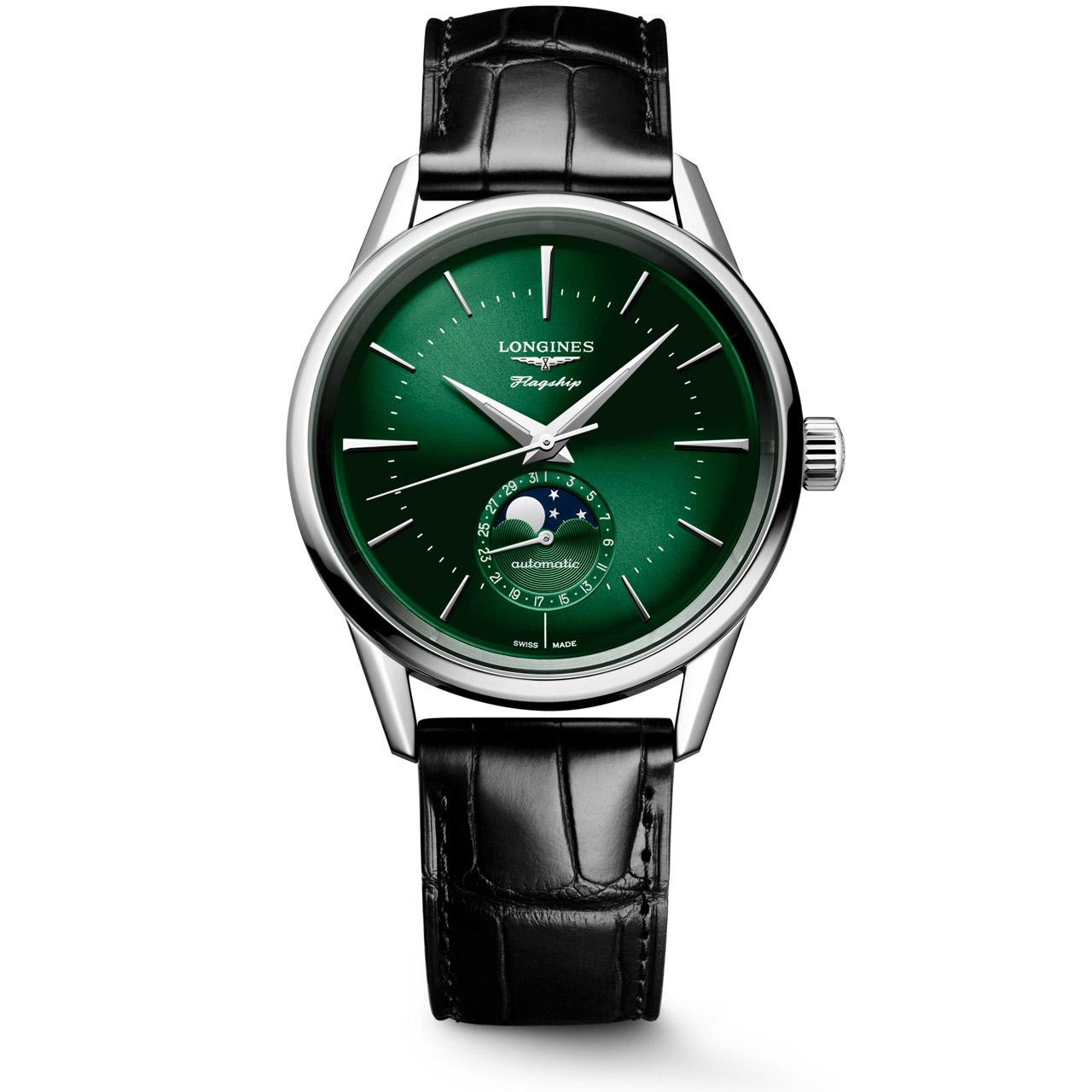 Longines Flagship Heritage Moon Phase ref. L4.815.4.02.2 green