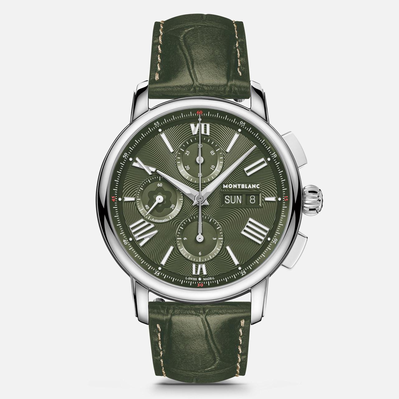 Montblanc Star Legacy Chronograph Day-Date 43 mm Green ref. MB132950 leather