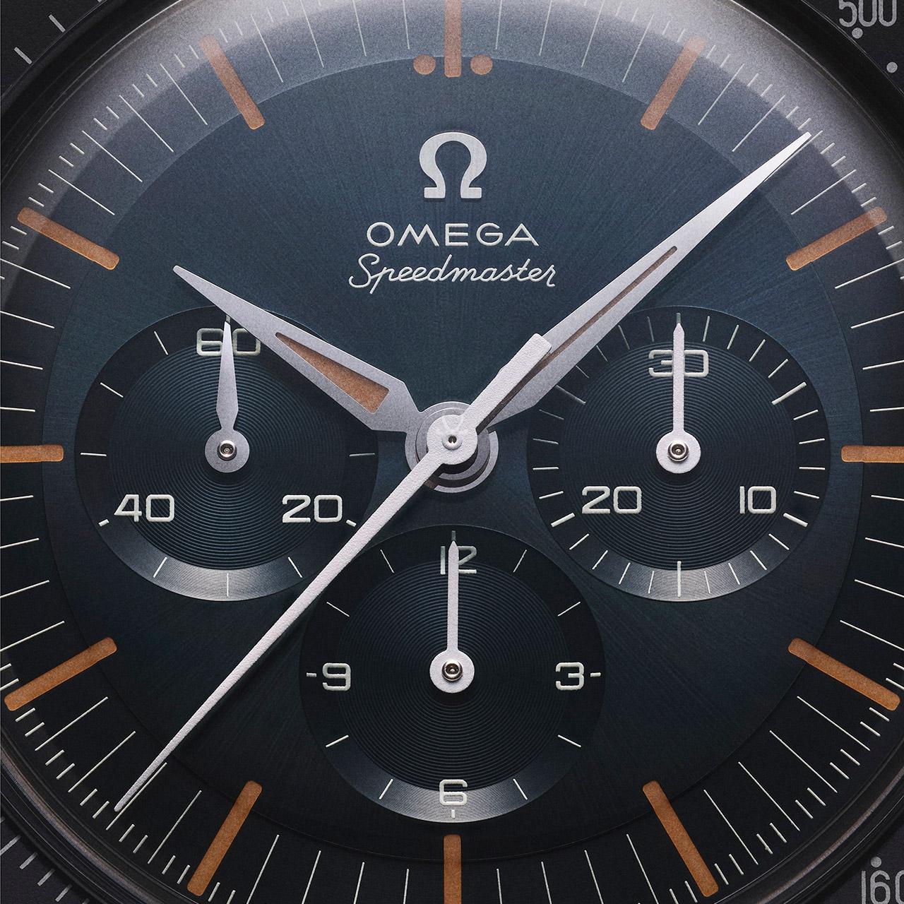 Omega Speedmaster Anniversary Series – First Omega in Space ref. 310.30.40.50.06.001 dial detail