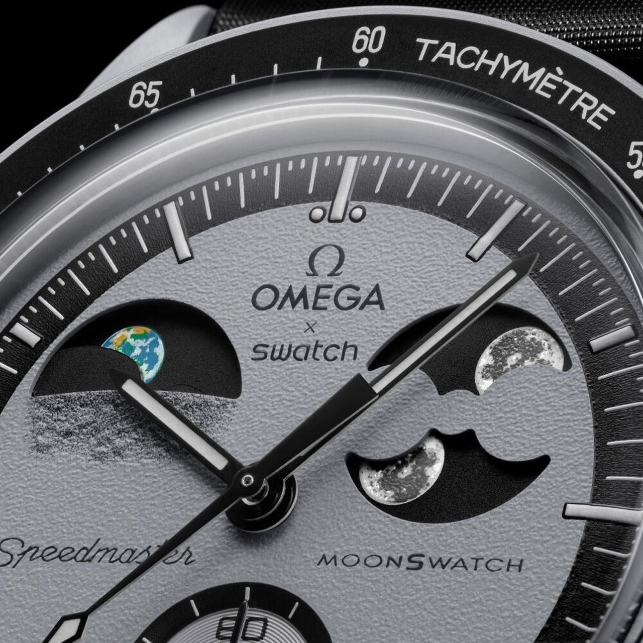 Omega x Swatch Bioceramic Moonswatch Mission to Earthphase ref. SO33M700 dial