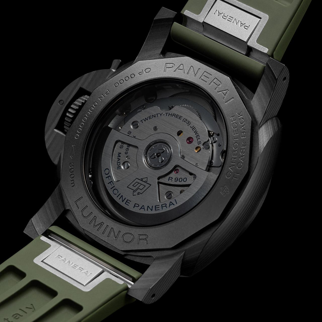 Panerai Luminor Quaranta Carbotech Matt Green ref. PAM01526 back side