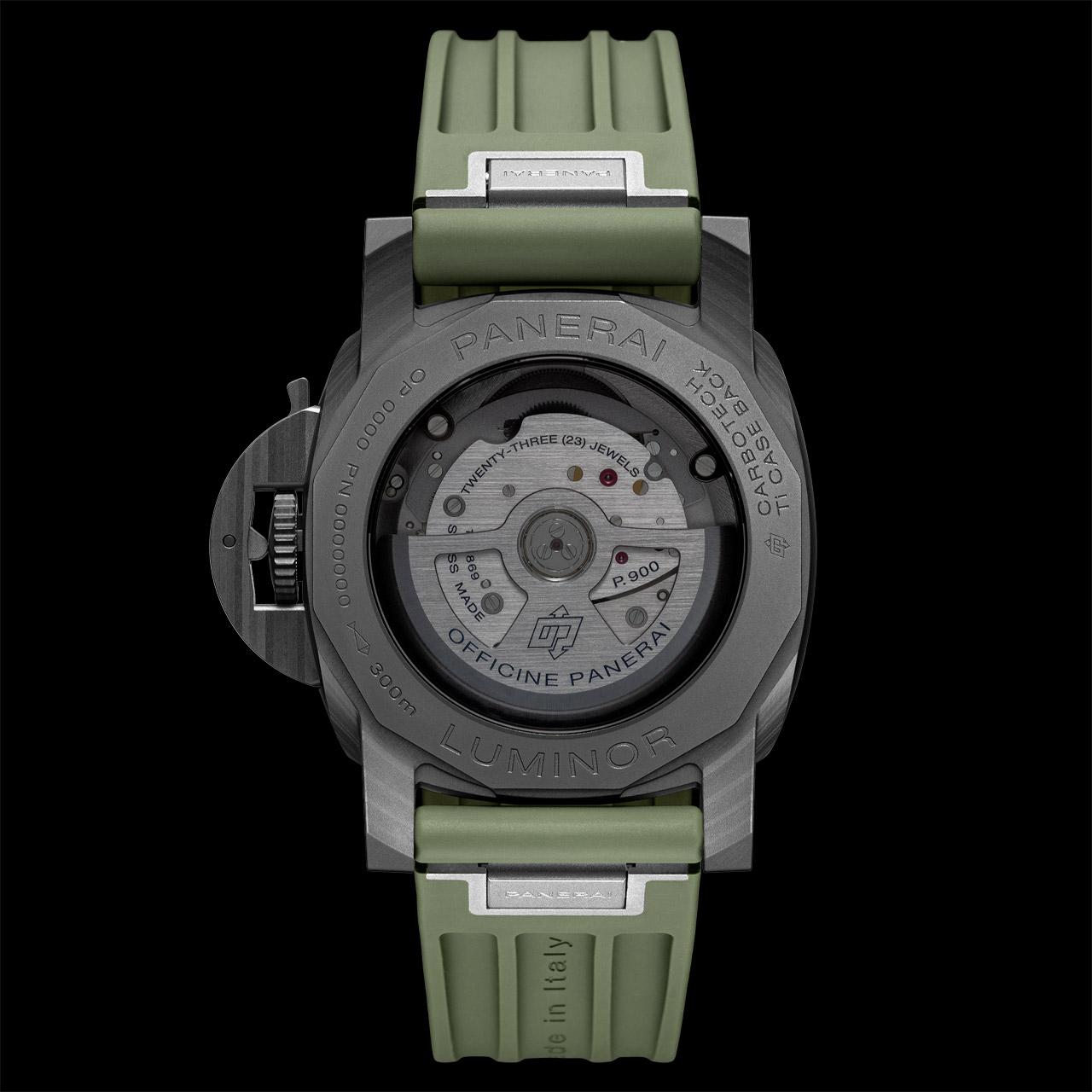 Panerai Luminor Quaranta Carbotech Matt Green ref. PAM01526 back