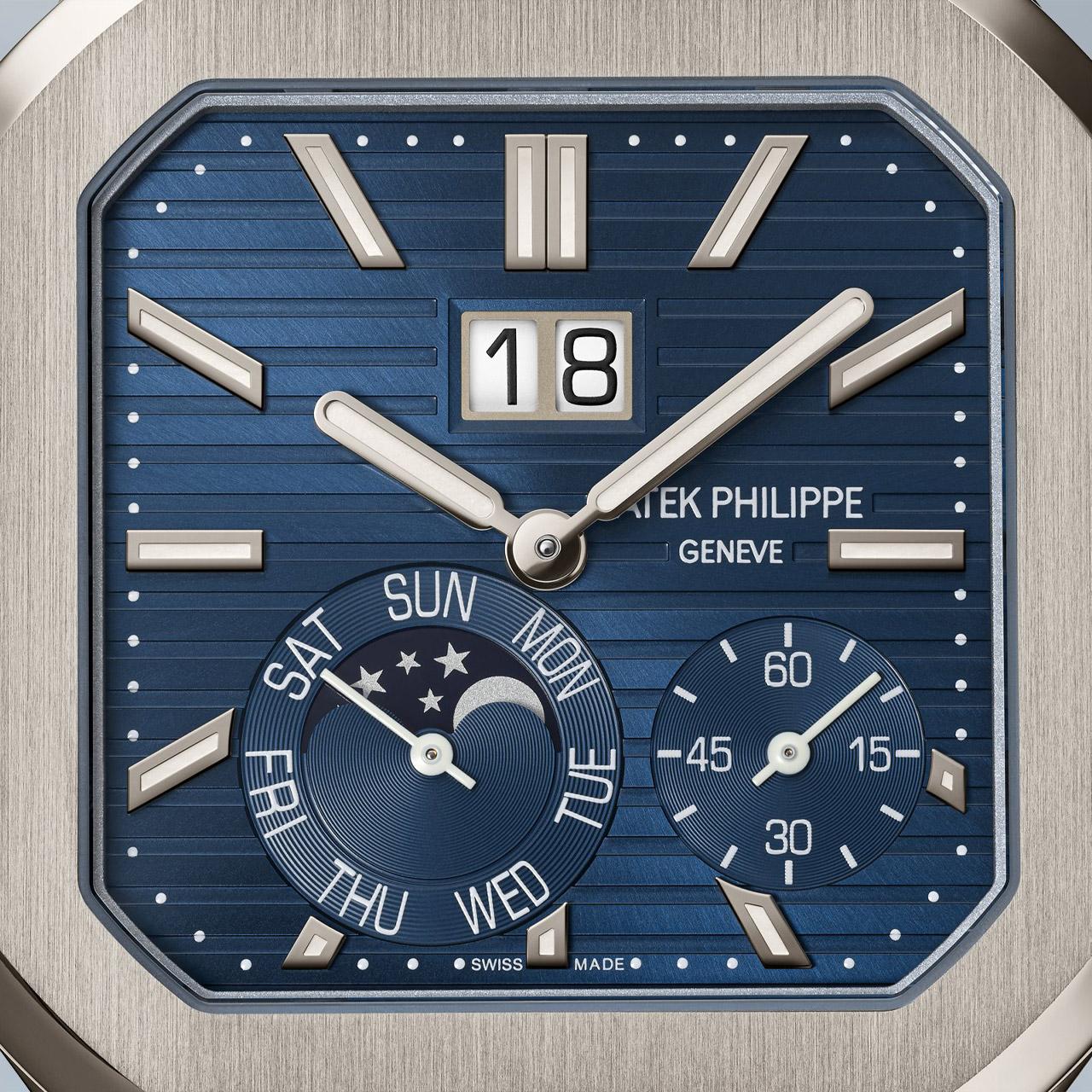 Patek Philippe Cubitus Instantaneous Grand Date, Day and Moon Phases Ref. 5822P-001 dial