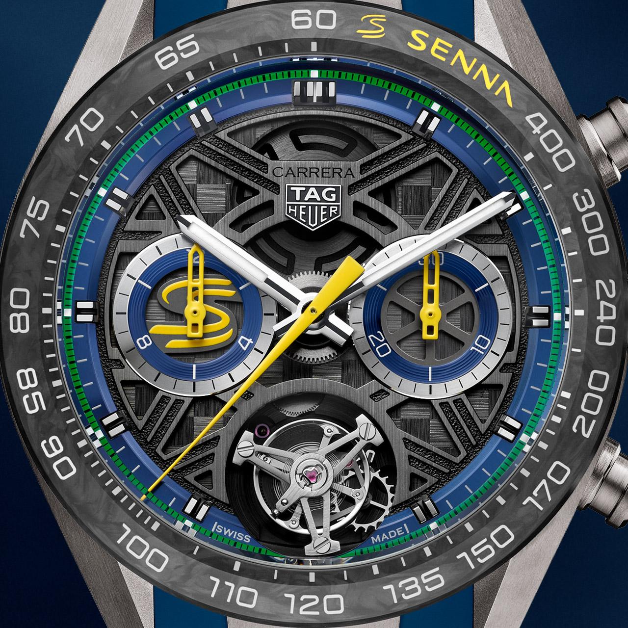 TAG Heuer Carrera Chronograph Tourbillon x Senna ref. CBU5081.FT6274 dial