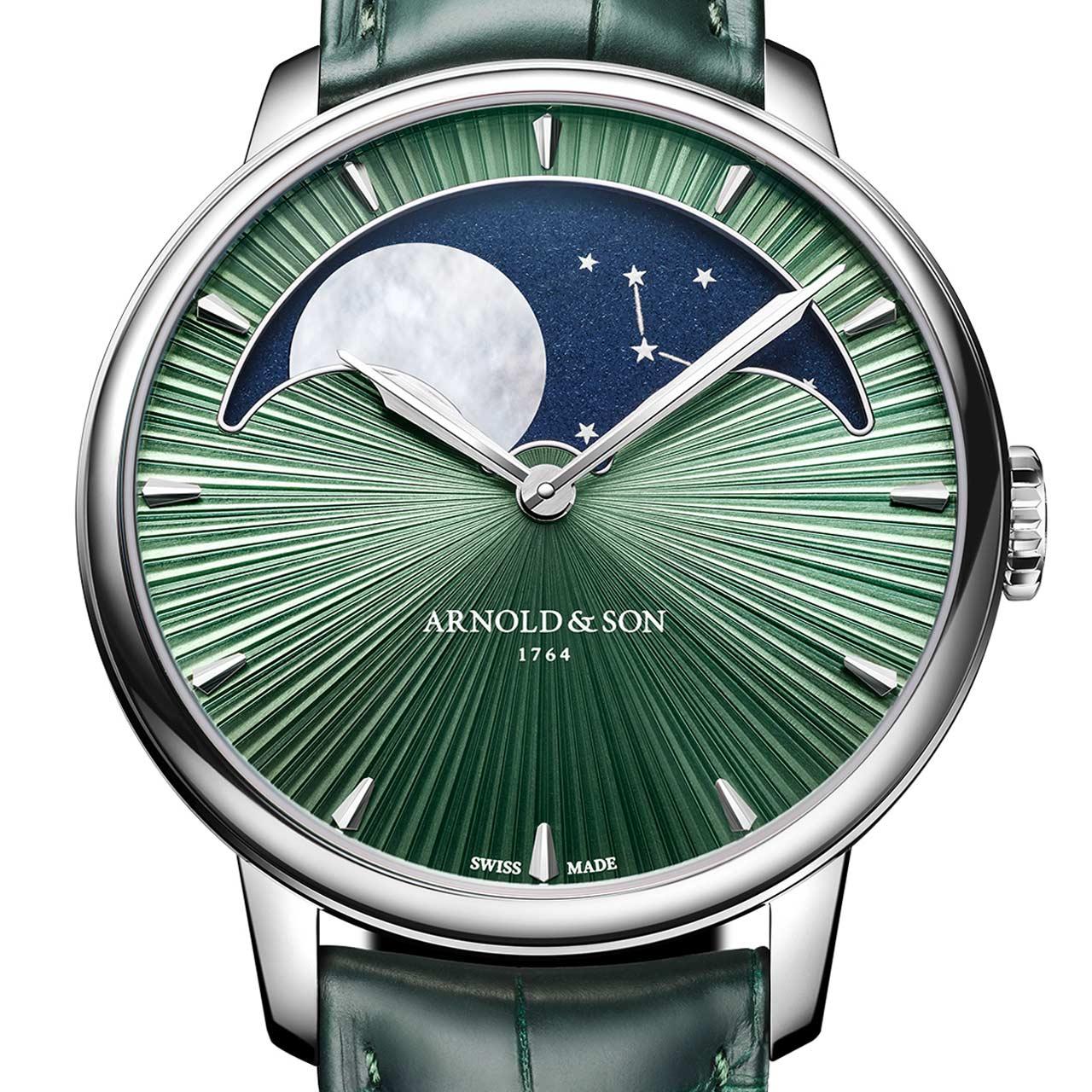 Arnold & Son Perpetual Moon 41.5 Platinum Fern Green ref. 1GLBX.F01A.C285X dial