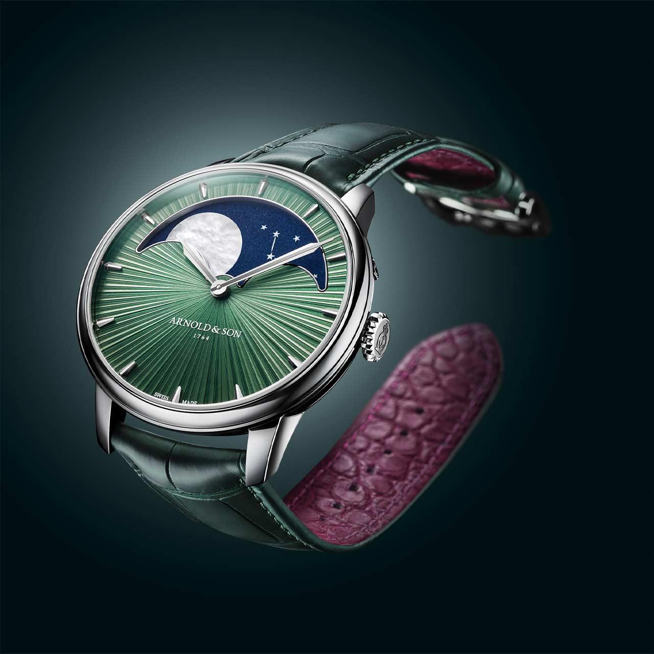 Arnold & Son Perpetual Moon 41.5 Platinum Fern Green ref. 1GLBX.F01A.C285X side