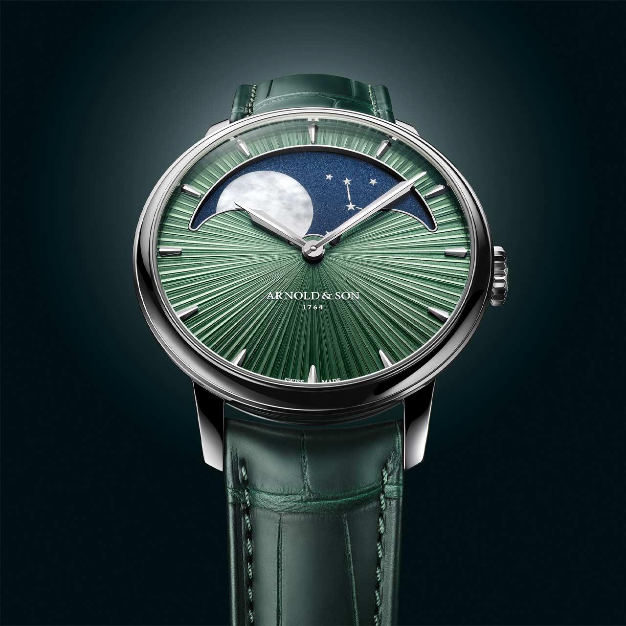 Arnold & Son Perpetual Moon 41.5 Platinum Fern Green ref. 1GLBX.F01A.C285X top