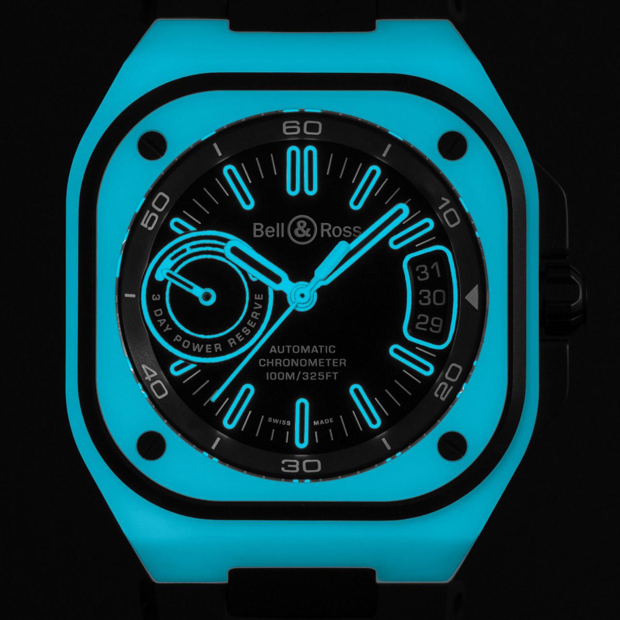 Bell & Ross BR-X5 Blue Lume ref. BRX5R-BLUM-TC/SRB dial dark