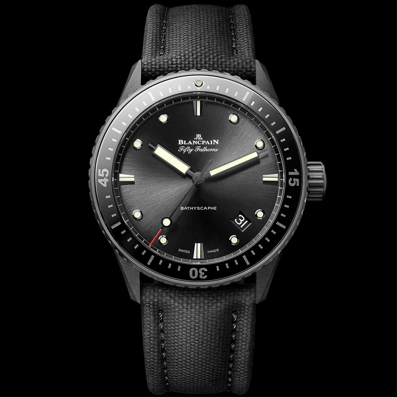 Blancpain Fifty Fathoms Bathyscaphe Ceramic ref. 5000-0130-B52A (black, canvas)