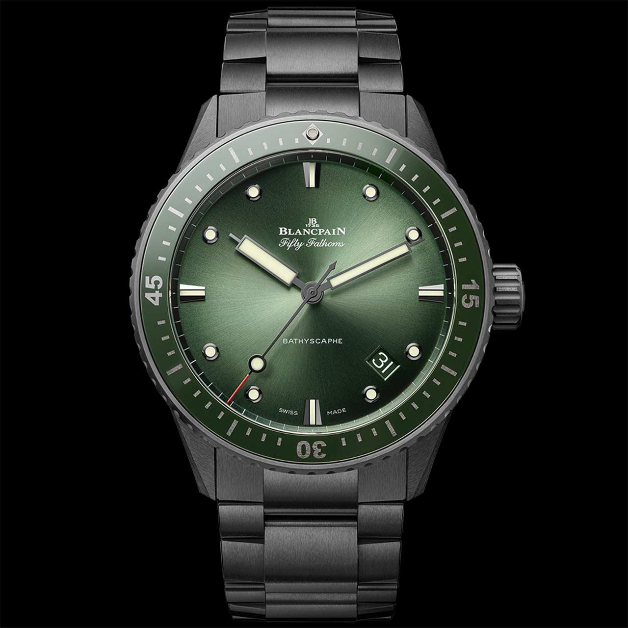 Blancpain Fifty Fathoms Bathyscaphe Ceramic ref. 5000-0153-01S (green, bracelet)